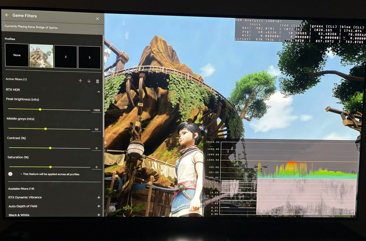 Default settings and 1000 nits peak